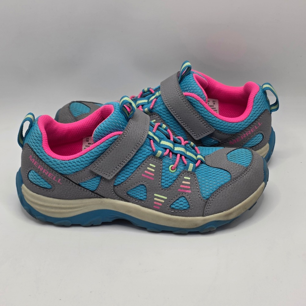 Merrell Kids Trail Shoes Size 6 Hiking Sneakers Hook Loop Blue Pink Gorpcore‎